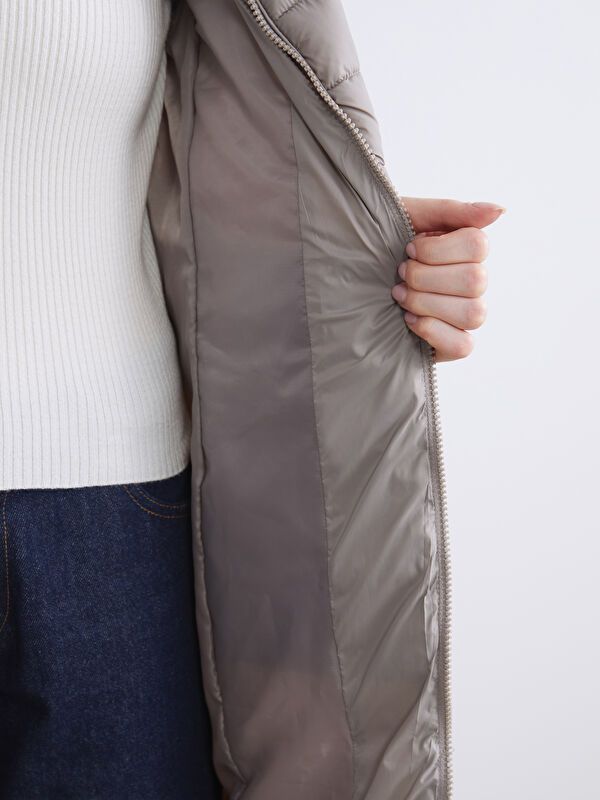 Moudda LC Waikiki - Manteau matelassé en nylon Femme Brun clair - Tunisie 4