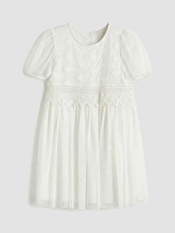 Moudda LC Waikiki - Robe manches courtes en jersey pour Fille couleur Écru - Tunisie 1