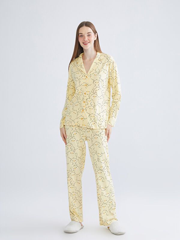 Moudda LC Waikiki - Pyjama manches longues Femme Imprimé jaune - Tunisie 2