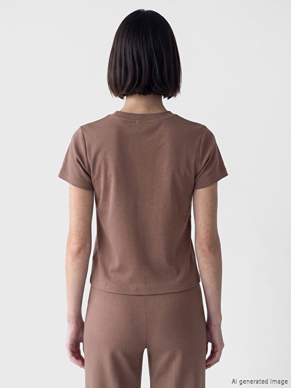 Moudda LC Waikiki - Pack jersey à maches courtes pour Femme couleur Marron clair - Tunisie 3