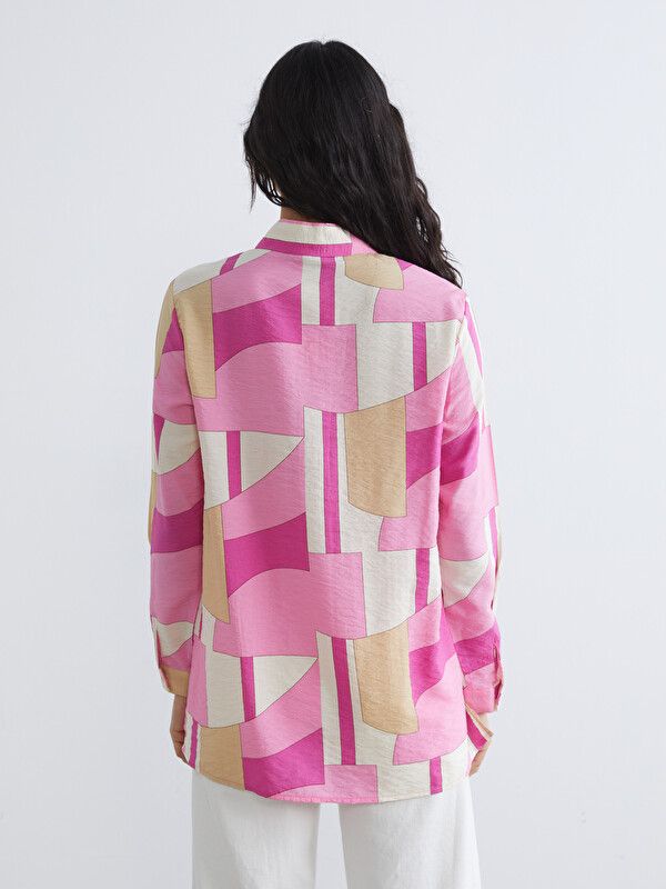 Moudda LC Waikiki - Chemisier (blouse) manches longues en tissu pour Femme couleur Rose imprimé - Tunisie 4