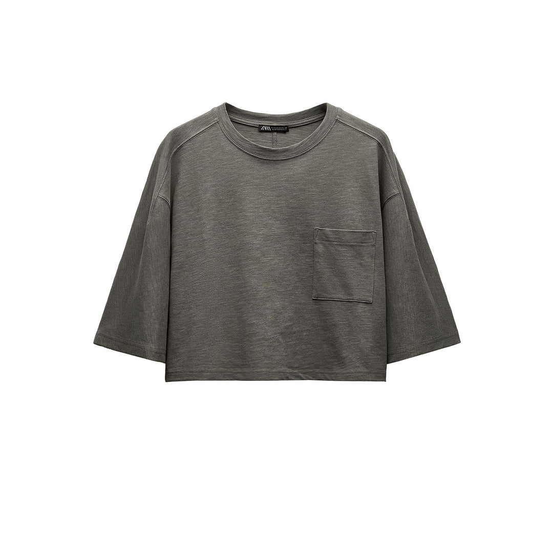 Moudda ZARA - T-shirt boxy en flammé, poche - Tunisie 3