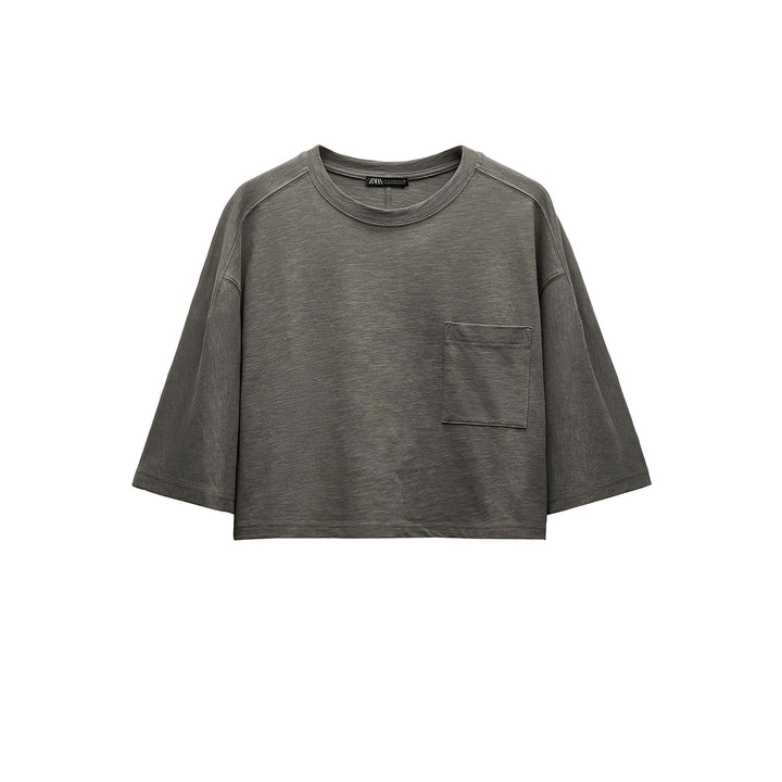 Moudda ZARA - T-shirt boxy en flammé, poche - Tunisie 3