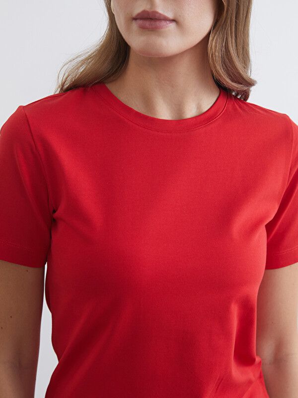 Moudda LC Waikiki - Body basique manches courtes en jersey pour Femme couleur Rouge - Tunisie 3