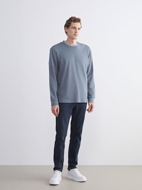 Moudda LC Waikiki - Sweatshirt jersey basique Homme Indigo terné - Tunisie 2