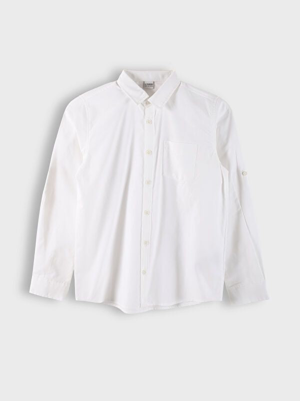 Moudda LC Waikiki - Chemise tissée manches longues basique Garçon Buxe blanc - Tunisie 1