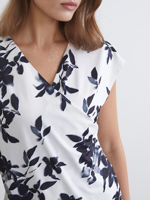 Moudda LC Waikiki - Body manches courtes en jersey pour Femme couleur Écru imprimé - Tunisie 3