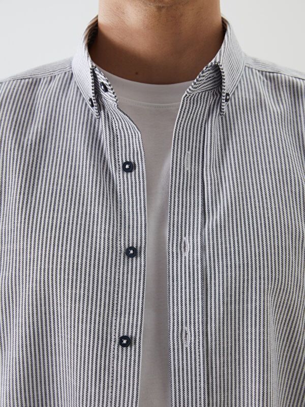 Moudda LC Waikiki - Chemise tissée manches longues Homme Rayures marine - Tunisie 3