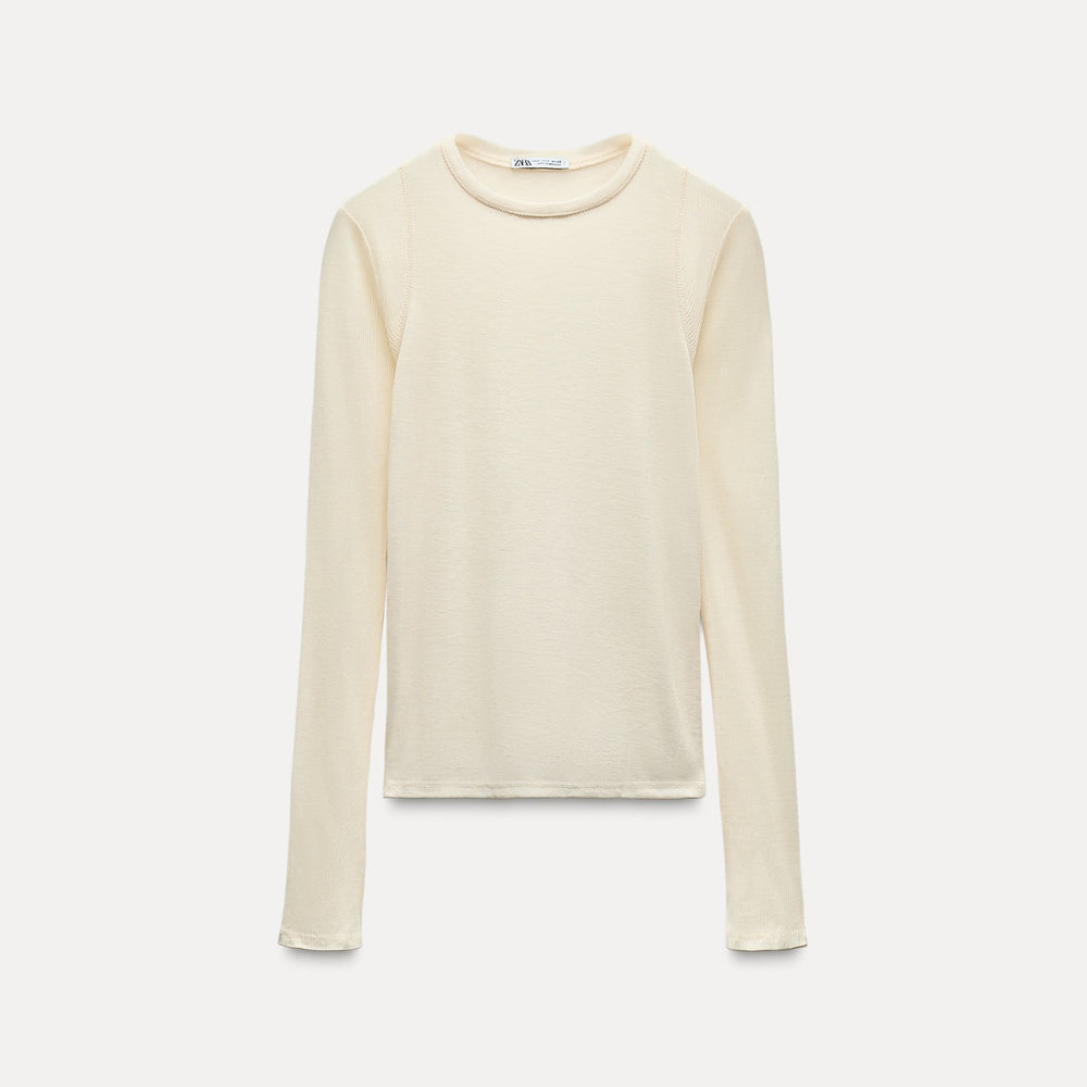 Moudda ZARA - T-shirt bi-matière col rond manches longues - Tunisie 2