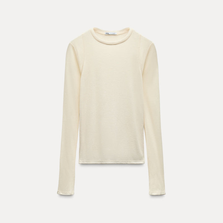 Moudda ZARA - T-shirt bi-matière col rond manches longues - Tunisie 2