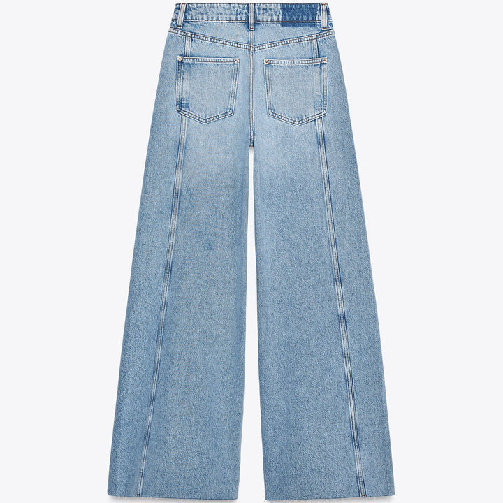Moudda ZARA - Denim - Taille Moyenne, Wide Leg & Coutures Latérales - Tunisie 2