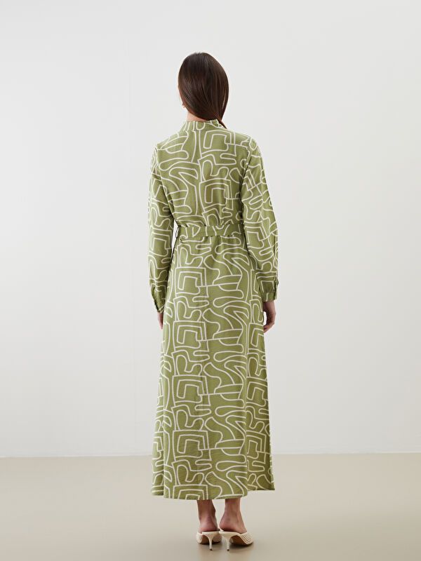 Moudda LC Waikiki - Robe tissée manches longues Femme Prin vert olive - Tunisie 4