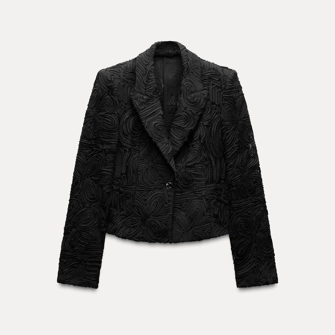 Moudda ZARA - Ensemble blazer cintré, semi-transparent, fleurs en 3D - Tunisie 1