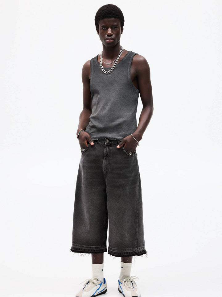 Moudda PULL & BEAR - Bermuda Denim - Super Baggy & Frangée - Tunisie 2