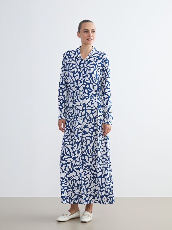 Moudda LC Waikiki - Robe tissée manches longues Femme Imprimé en blanc - Tunisie 2