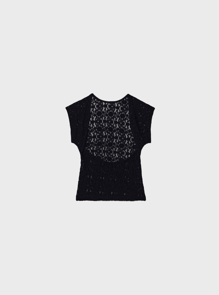 Moudda STRADIVARIUS - T-Shirt Mini Manches Dos Nu en Dentelle - Tunisie 4