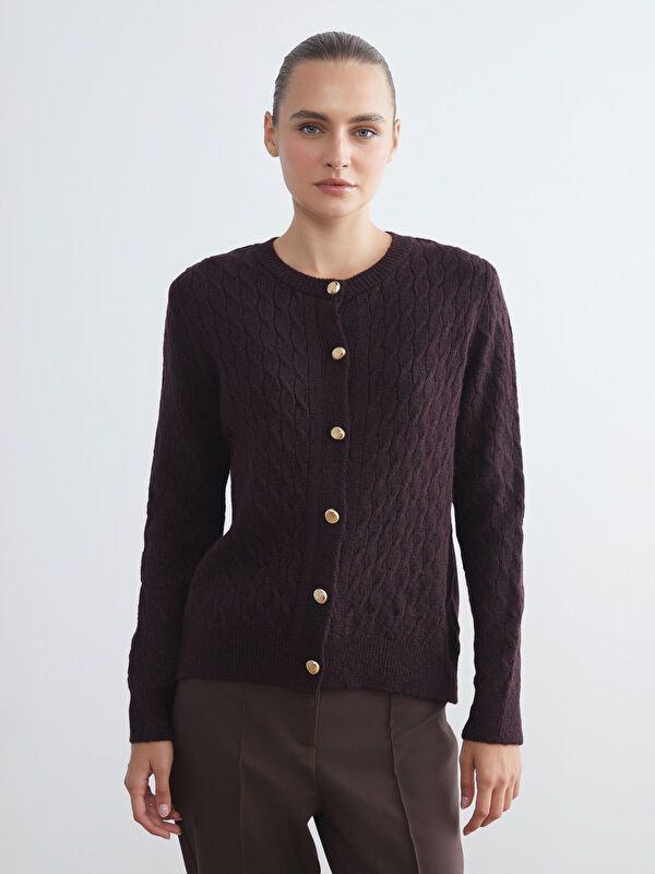Moudda LC Waikiki - Cardigan tricot épais Femme Bordeaux - Tunisie 1