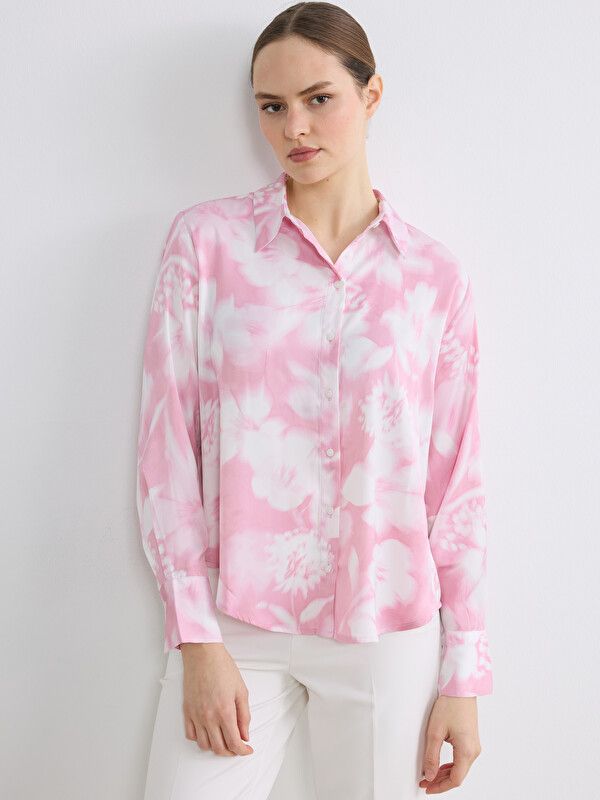 Moudda LC Waikiki - Chemise imprimée manches longues en tissu pour Femme couleur Rose imprimé - Tunisie 1