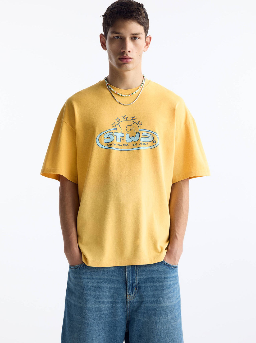 Moudda PULL & BEAR - T-Shirt STWD Lavé Dégradé Orange - Tunisie 1