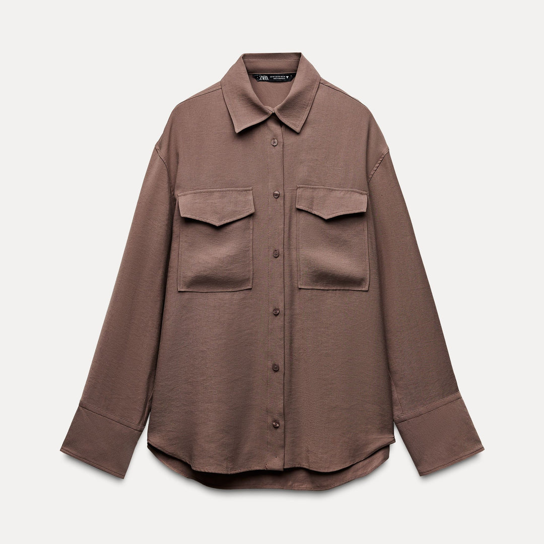 Moudda ZARA - Chemise fluide oversized manches longues détail poches - Tunisie 1