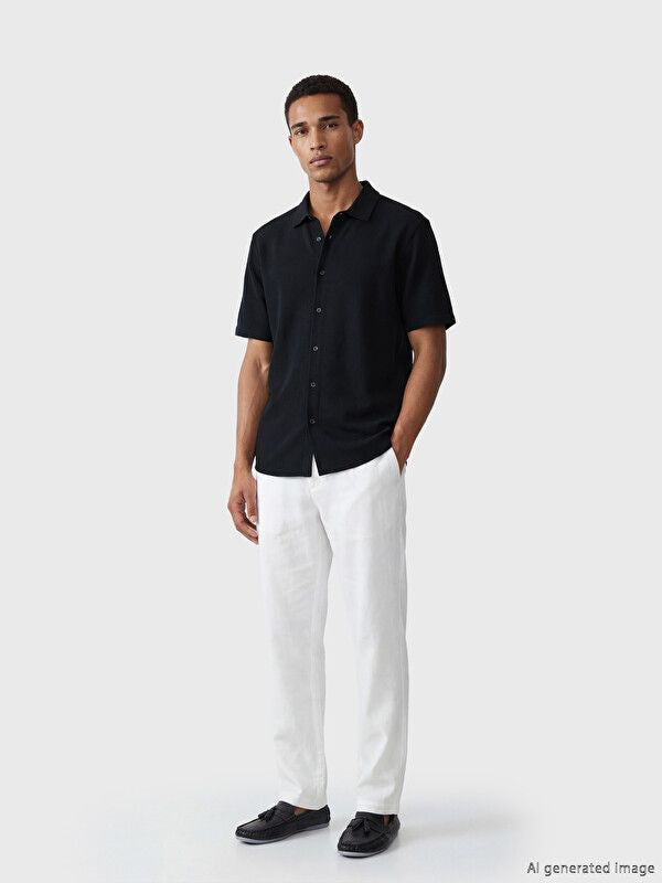 Moudda LC Waikiki - Chemise manches courtes en tissu pour Homme couleur Bleu marine - Tunisie 1