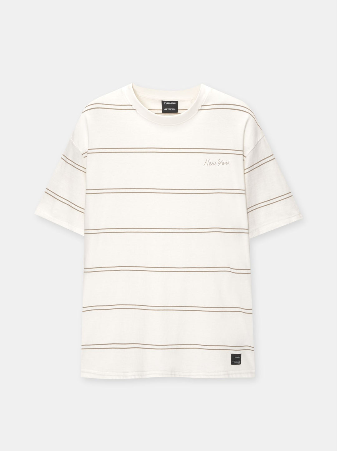 Moudda PULL & BEAR - T-Shirt Rayure Fine Tissée Brodé New York - Tunisie 1