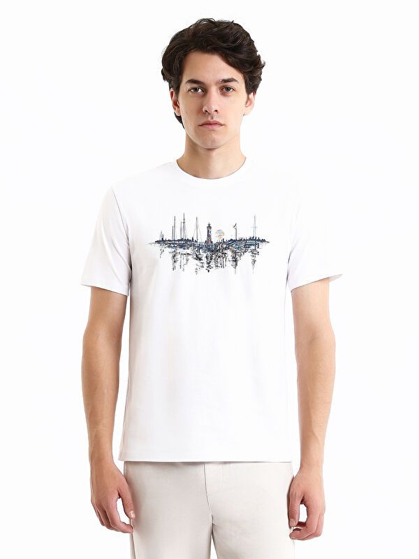 Moudda LC Waikiki - T-shirt imprimé en jersey manches courtes Homme Buxe blanc - Tunisie 1