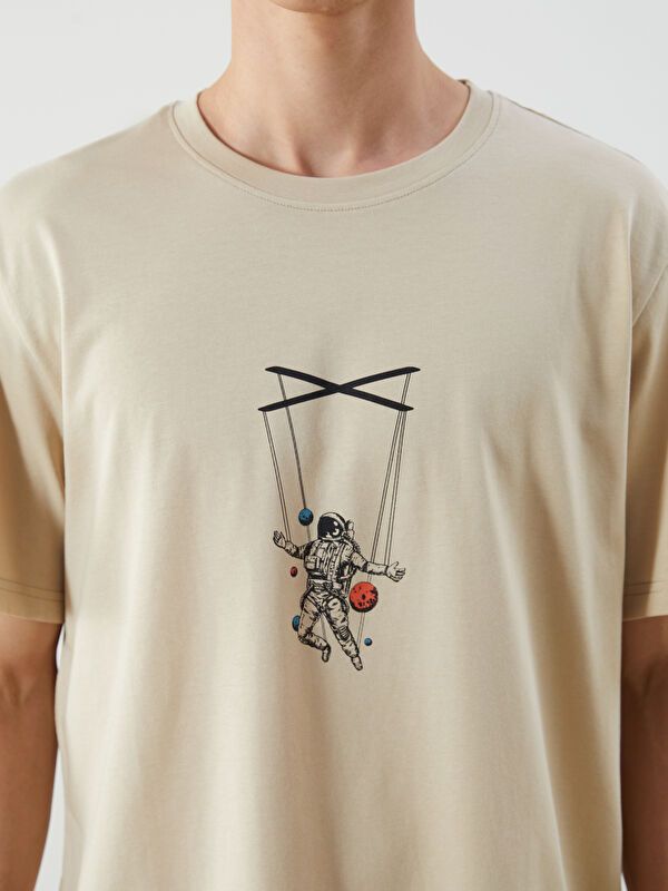 Moudda LC Waikiki - T-shirt imprimé en jersey manches courtes Homme Beige - Tunisie 3