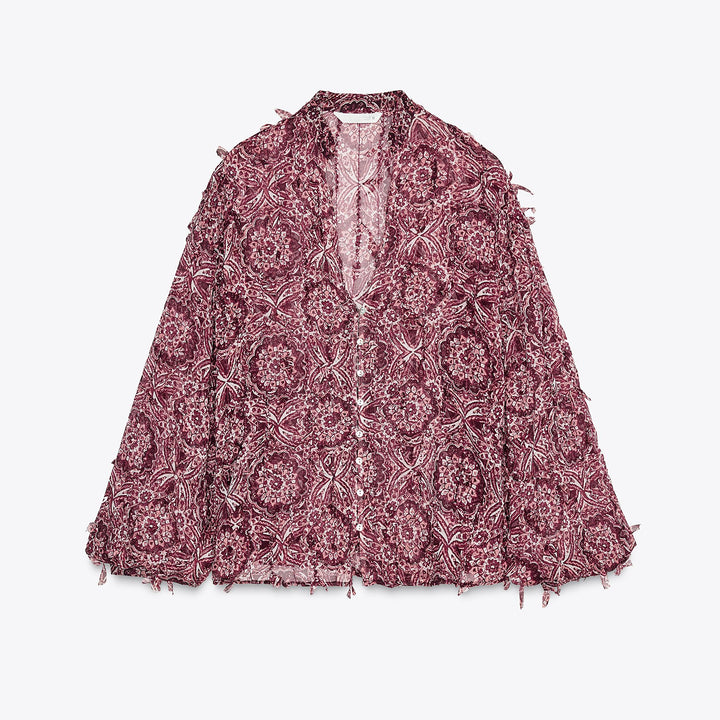 Moudda ZARA - Chemise Imprimée - Encolure Forcée & Franges - Tunisie 1