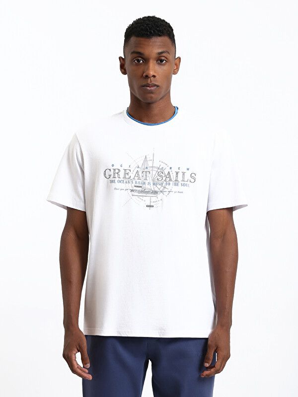 Moudda LC Waikiki - T-shirt imprimé manches courtes en jersey pour Homme couleur Blanc - Tunisie 1