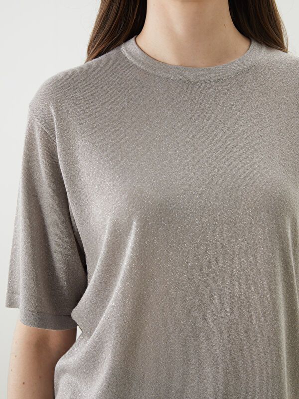 Moudda LC Waikiki - Pull tricot manches courtes Femme Gris - Tunisie 3