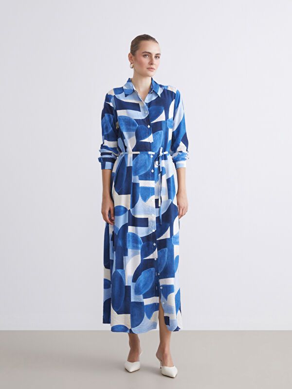 Moudda LC Waikiki - Robe tissée manches longues Femme Imprimé marine - Tunisie 2