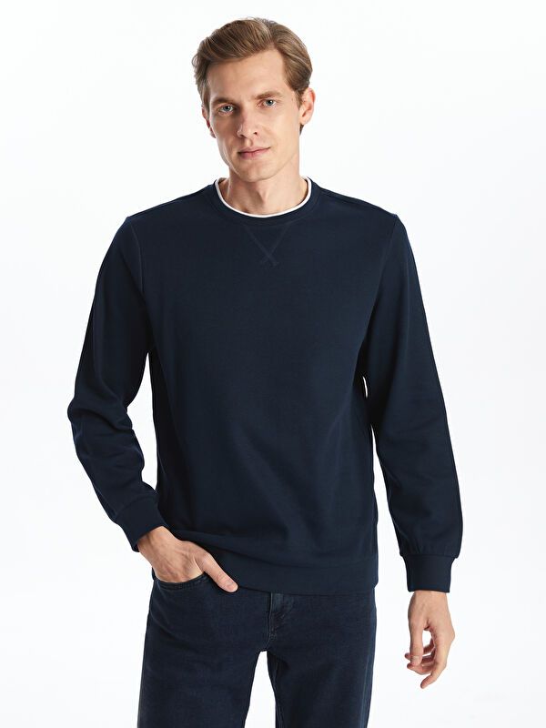 Moudda LC Waikiki - Sweatshirt jersey basique Homme Bleu marine - Tunisie 1