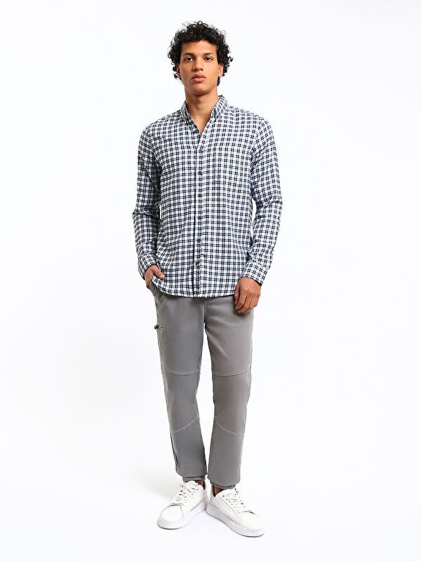 Moudda LC Waikiki - Chemise à carreaux manches longues en tissu couleur Bleu indigo à carreaux pour hommes - Tunisie 2