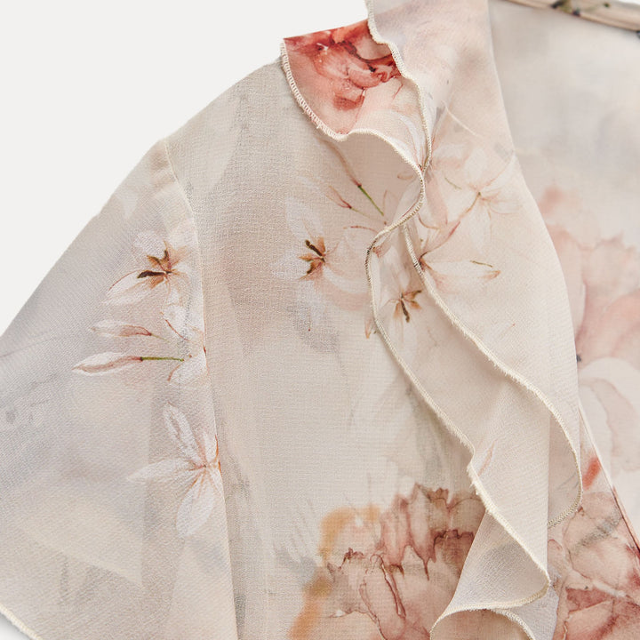 Moudda ZARA - Blouse imprimée floral romantique volants nœud manches courtes - Tunisie 4