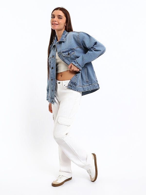 Moudda LC Waikiki - Veste en jean couleur Rodeo Bleu indigo moyen pour femmes - Tunisie 2