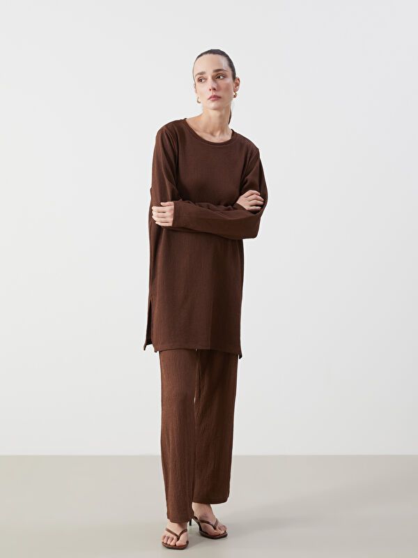Moudda LC Waikiki - Body manches longues en jersey couleur Marron pour femmes - Tunisie 2