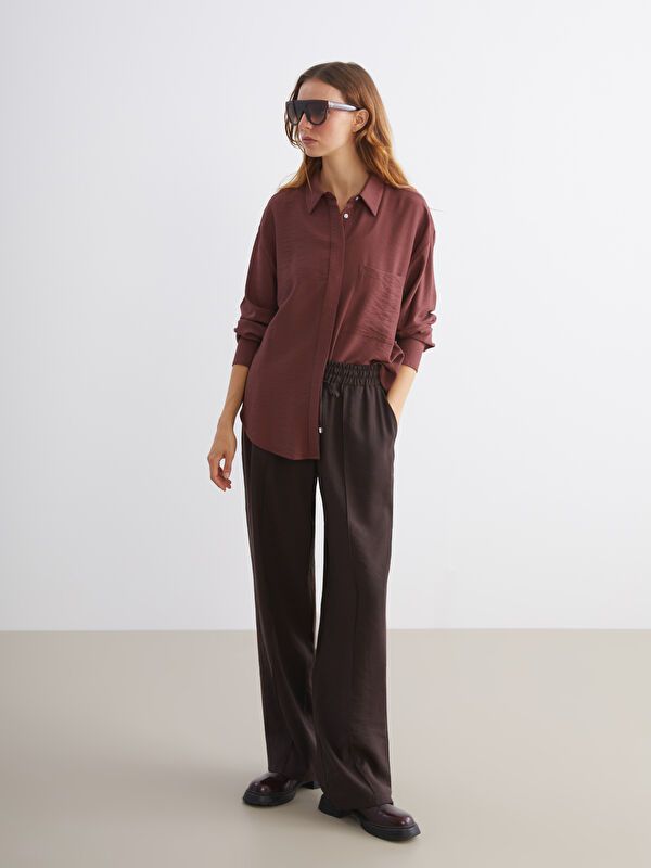 Moudda LC Waikiki - Chemise tissée manches longues Femme Brun - Tunisie 2