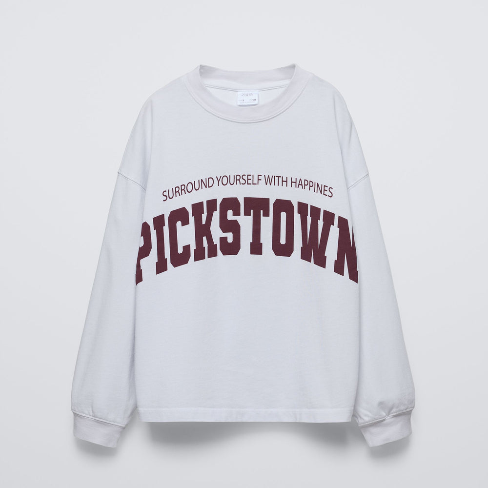 Moudda ZARA - T-shirt varsity, texte, poignets côtelés - Tunisie 2