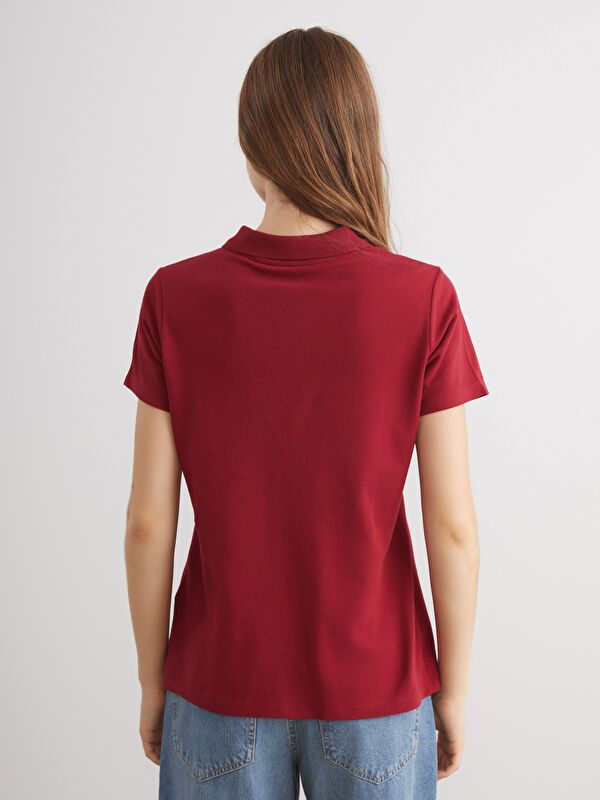 Moudda LC Waikiki - Body jersey manches courtes Femme Bordeaux légers - Tunisie 4