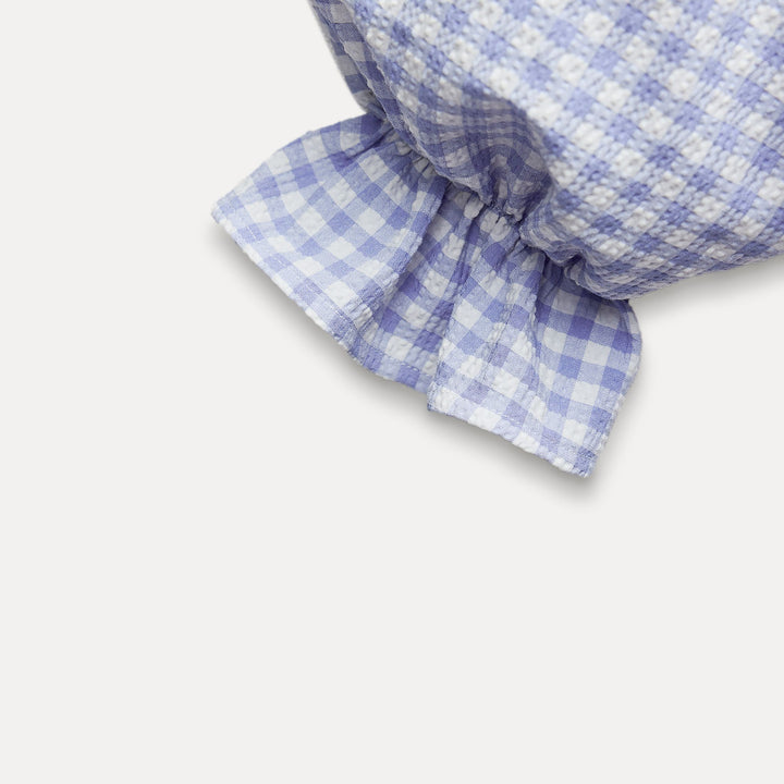 Moudda ZARA - Blouse vichy bleue croisée manches longues - Tunisie 4