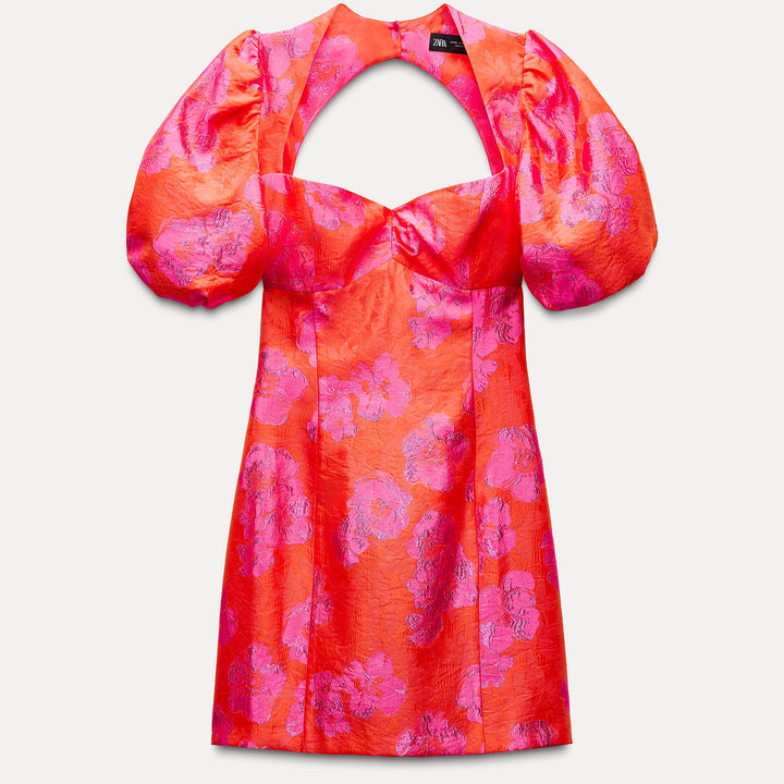 Moudda ZARA - Robe courte jacquard manches bouffantes - Tunisie 1