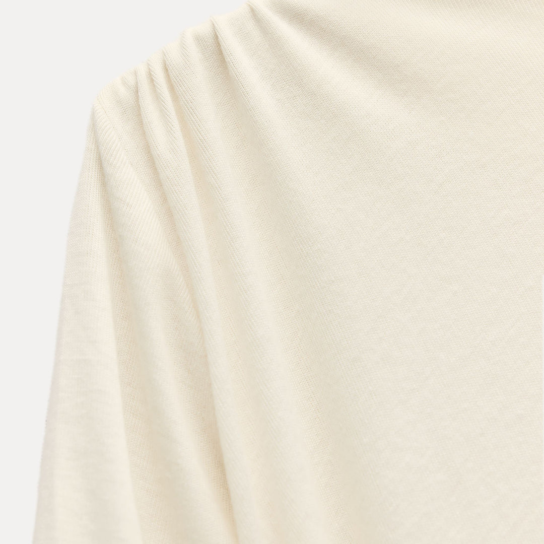 Moudda ZARA - T-shirt bi-matière, froncé, col Perkins - Tunisie 3