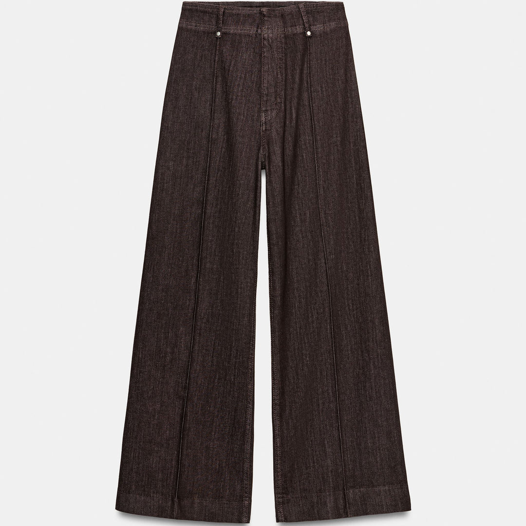 Moudda ZARA - Pantalon Wide Leg Tailleur - Marron - Tunisie 1