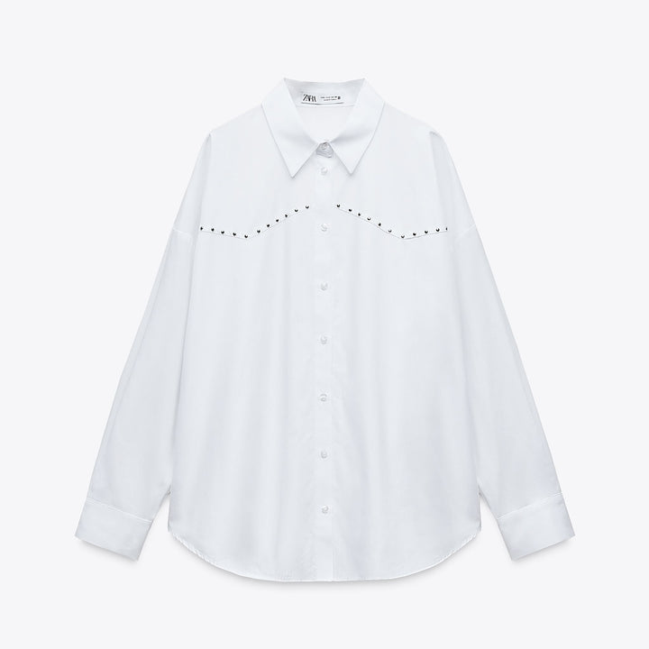Moudda ZARA - Chemise Popeline Oversize - Clous Argentés - Tunisie 1