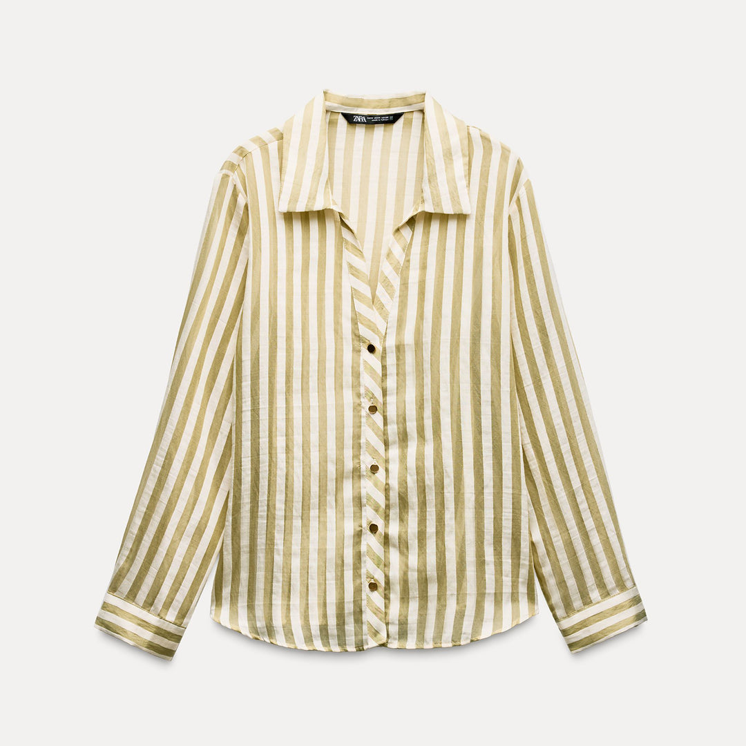 Moudda ZARA - Chemise rayures ML col déporté bouton doré - Tunisie 1