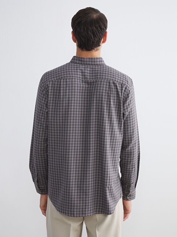 Moudda LC Waikiki - Chemise manches longues en tissu couleur Marron à carreaux pour hommes - Tunisie 4