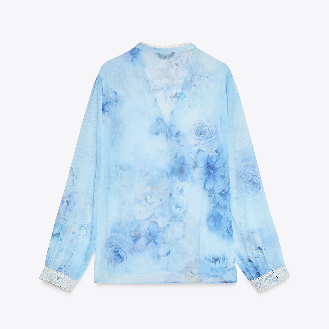 Moudda ZARA - Blouse Romantique - Imprimé Aquarelle & Dentelle - Tunisie 2