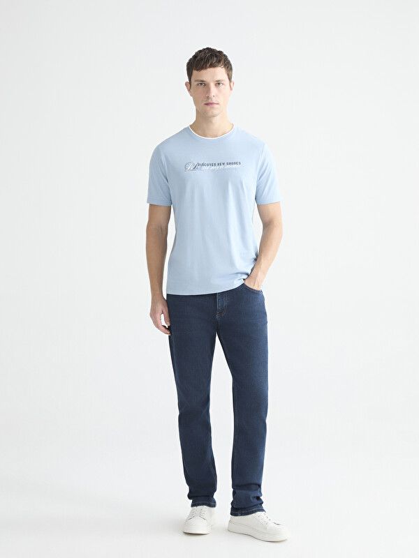 Moudda LC Waikiki - T-shirt imprimé manches courtes en jersey pour Homme couleur  Bleu clair - Tunisie 2