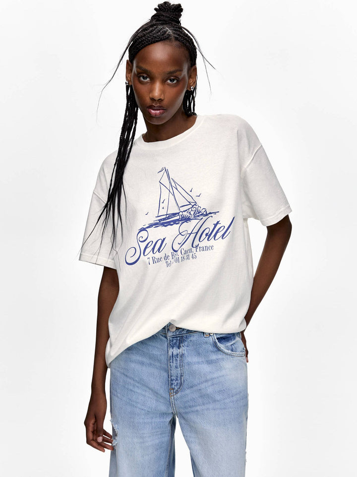 Moudda PULL & BEAR - Body Graphique Illustration Bateau - Tunisie 4